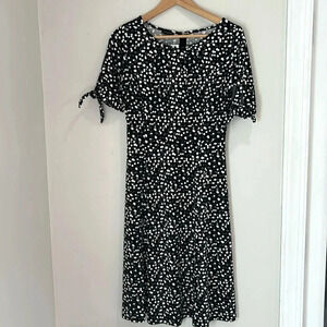 NWT Talbots Black & White Dress Size XS Short Sleeve Fit & Flare Polyester Mix